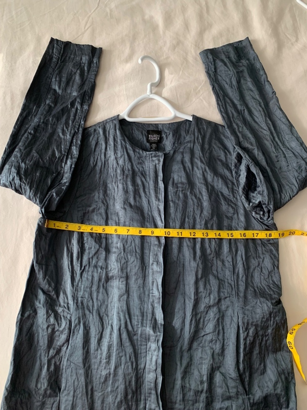 Eileen Fisher Women's Organic Cotton Satin Steel Coast Duster Jacket Size PM - Picture 6 of 14